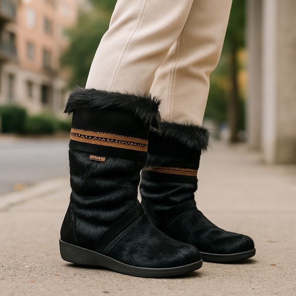 Tecnica Apres Winter Ski Boots Black Pony Hair & Goat Fur Shearling Lining Snow - Picture 1 of 12